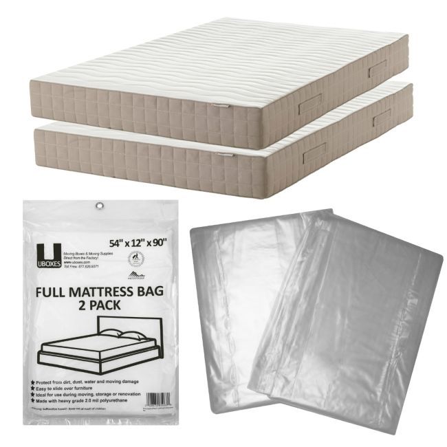 uBoxes Full-Size Plastic Mattress Cover for a full-sized bed
