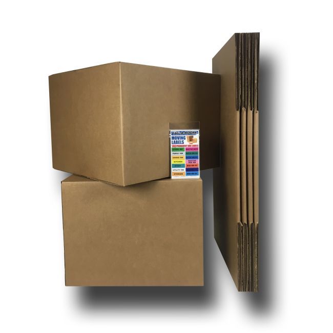 Large Moving Boxes - Pack of 6 & Moving Labels