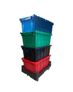 Storage Plastic Crates, 27"x17"x12.5" Green, Red, Blue, Black